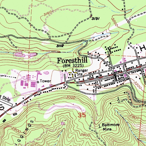 Topographic Map of Foresthill Work Center, CA