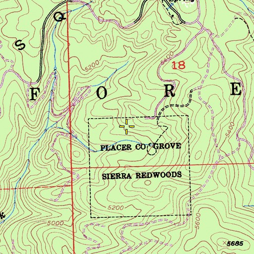 Topographic Map of Big Tree Grove Picnic Area, CA