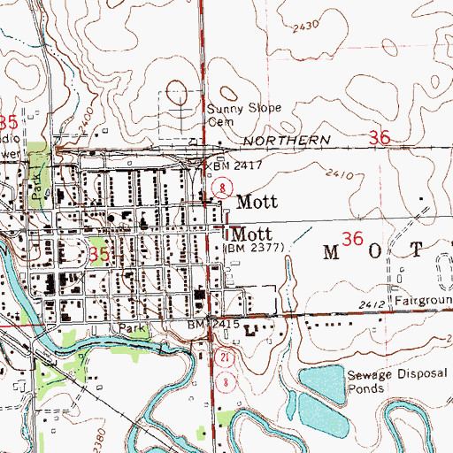 Topographic Map of Good Samaritan Society-Mott, ND