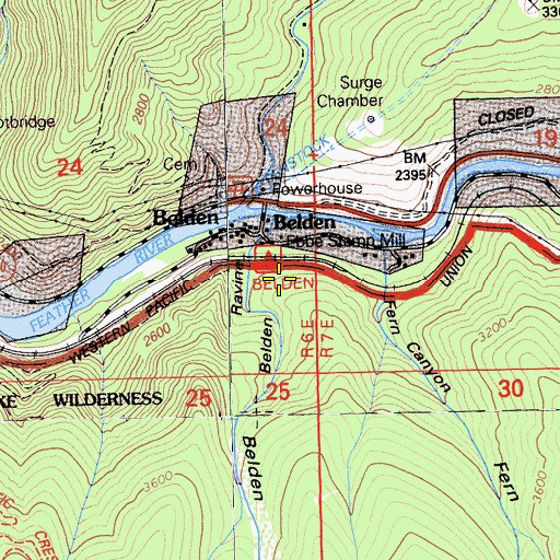 Topographic Map of Belden Campground, CA