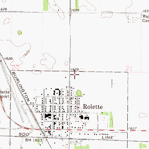 Topographic Map of Rolette Community Care Center, ND