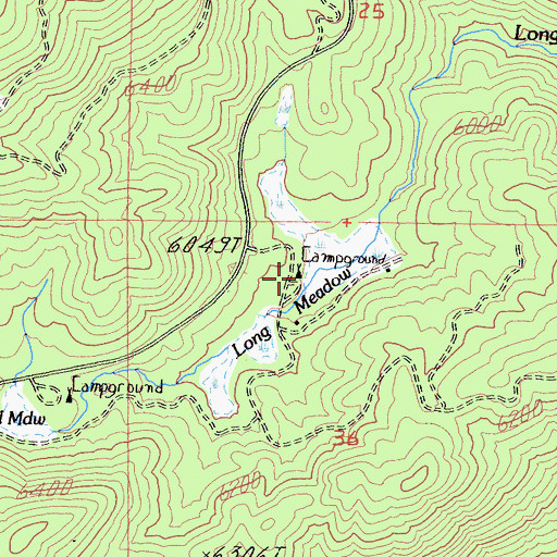 Topographic Map of Long Meadow Campground, CA