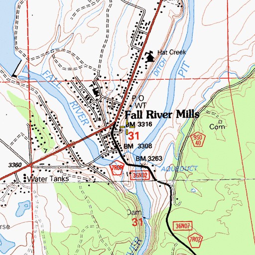 Topographic Map of Hat Creek Ranger Station, CA