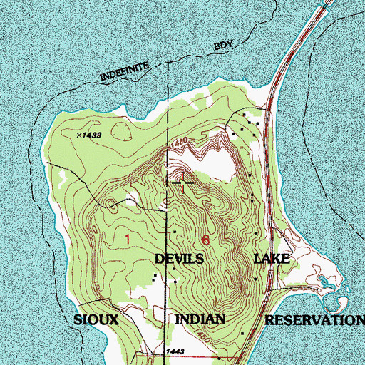Topographic Map of Spirit Lake Casino and Resort, ND
