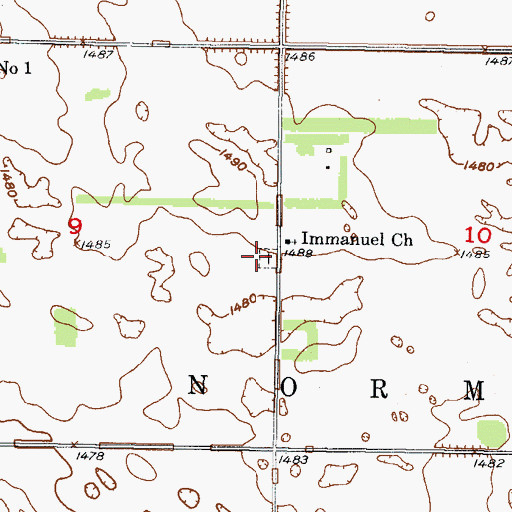 Topographic Map of Immanuel Cemetery, ND