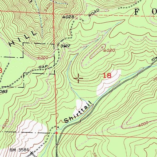 Topographic Map of Shirttail Creek Family Campground, CA
