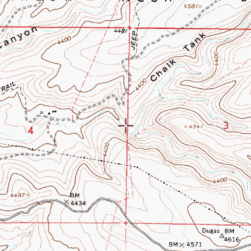 Topographic Map of Chalk Tank Canyon, AZ