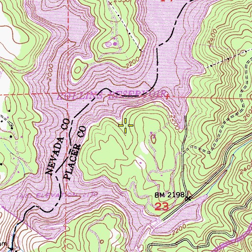 Topographic Map of Long Ravine Campground, CA