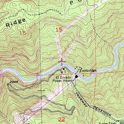 Topographic Map of Brush Creek Reservoir, CA