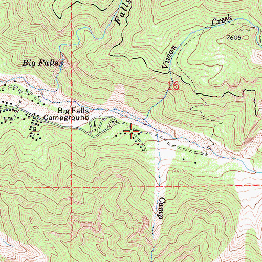 Topographic Map of Falls Recreation Area, CA