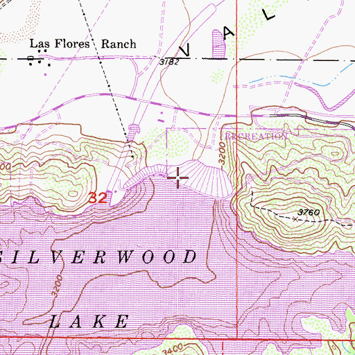 Topographic Map of Cedar Spring Dam, CA