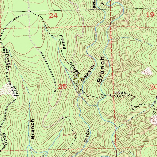 Topographic Map of Forks House Trail, CA