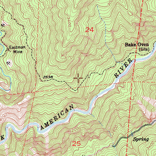 Topographic Map of Bake Oven Trail, CA