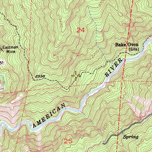 Topographic Map of Bake Oven Trail, CA