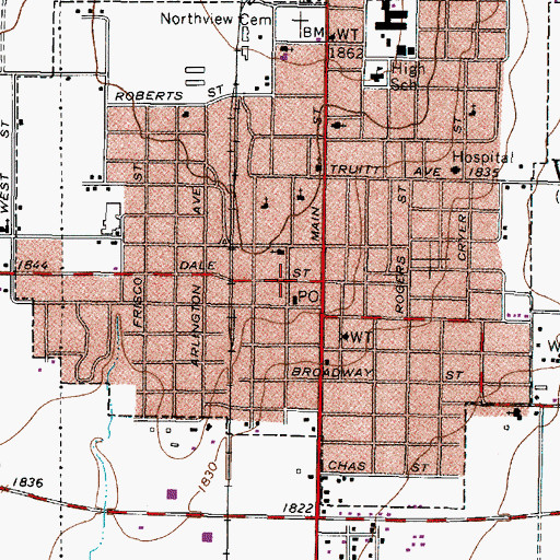 Topographic Map of Runnels County Sheriff Department, TX