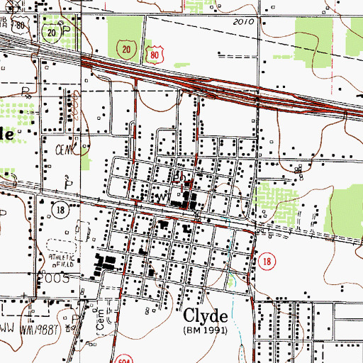 Topographic Map of Clyde Police Department, TX