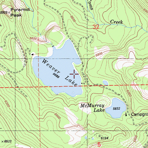 Topographic Map of Weaver lake Campground, CA