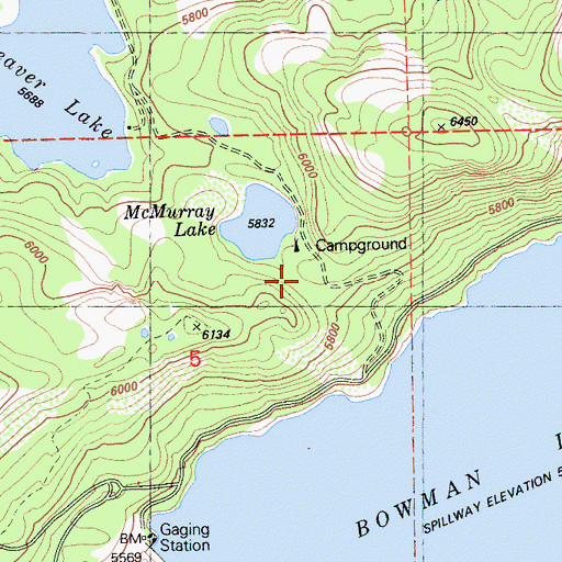 Topographic Map of McMurray Campground, CA