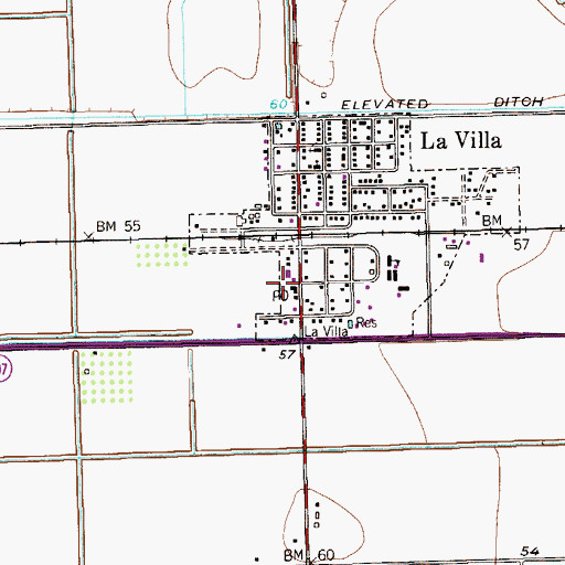 Topographic Map of La Villa Police Department, TX