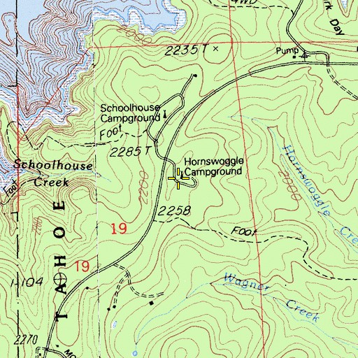 Topographic Map of Hornswaggle Group Campground, CA