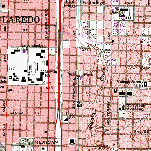 Topographic Map of Laredo Police Substation Patrol West Beat 7, TX