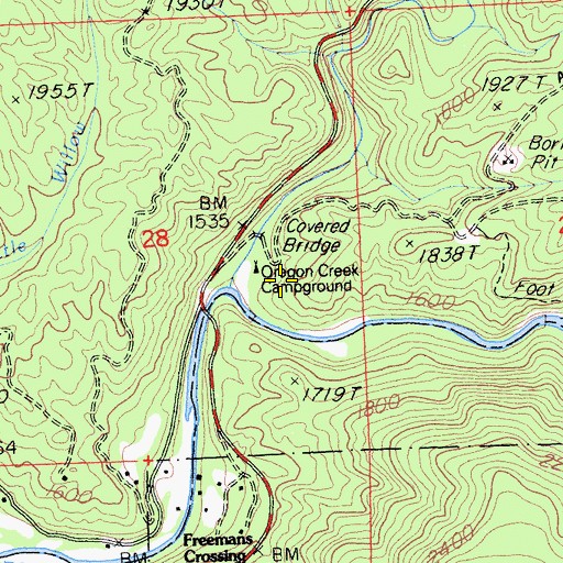 Topographic Map of Oregon Creek Picnic Area, CA