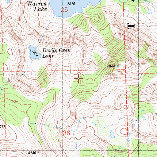 Topographic Map of Warren Lake Trail, CA