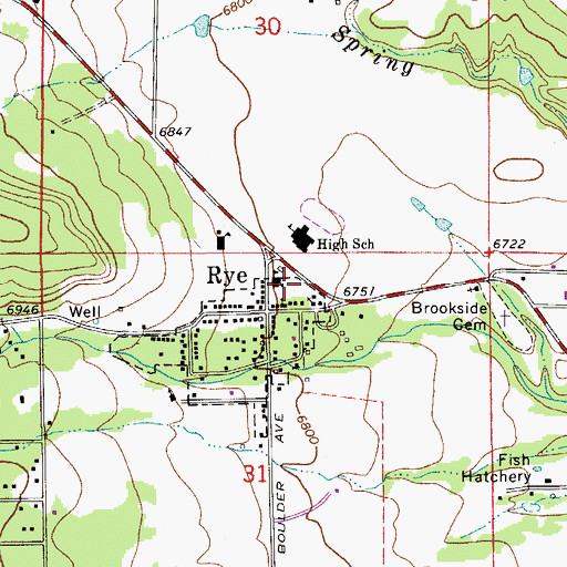 Topographic Map of Rye Post Office, CO