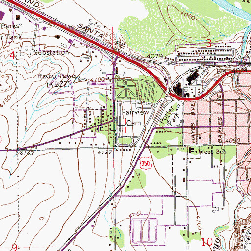 Topographic Map of Calvary Cemetery, CO