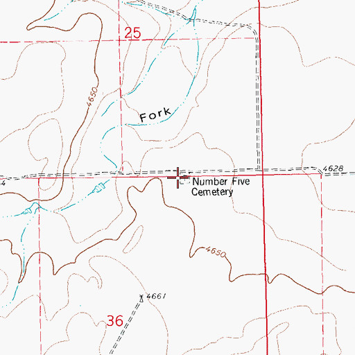 Topographic Map of Old Number Two Cemetery, CO