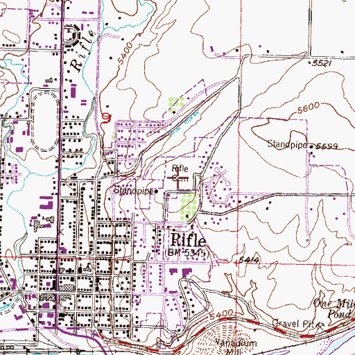 Topographic Map of Rosehill Cemetery, CO