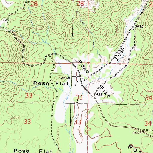 Topographic Map of Poso Flat School (historical), CA