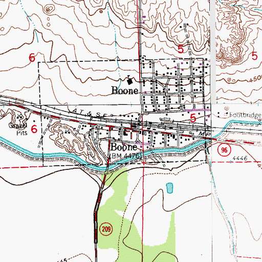 Topographic Map of Boone Post Office, CO