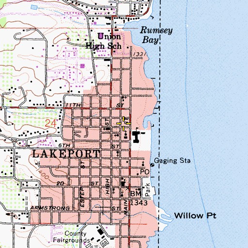 Topographic Map of Lakeport Police Department, CA