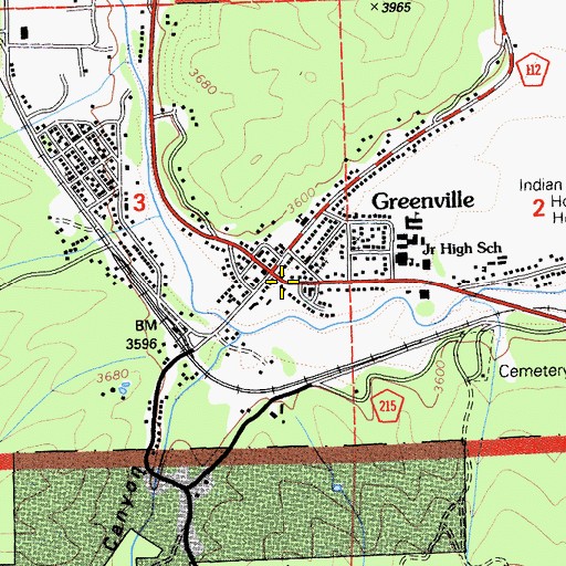 Topographic Map of Plumas County Sheriff's Office Greenville Substation, CA