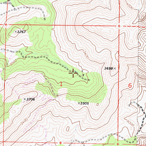 Topographic Map of Grandad Mine, CA