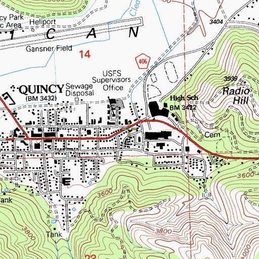 Topographic Map of California Highway Patrol Quincy, CA