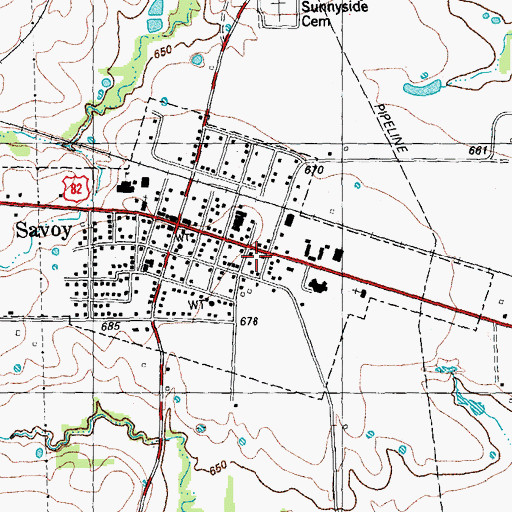 Topographic Map of Savoy Police Department, TX