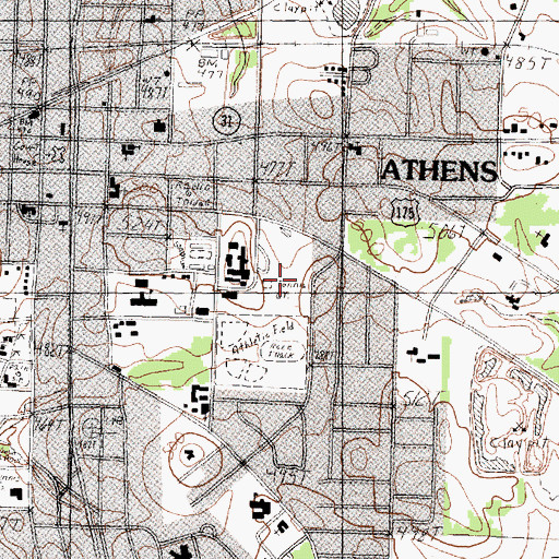 Topographic Map of Athens Independent School District Police Department, TX