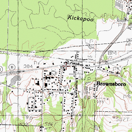 Topographic Map of Brownsboro Police Department, TX