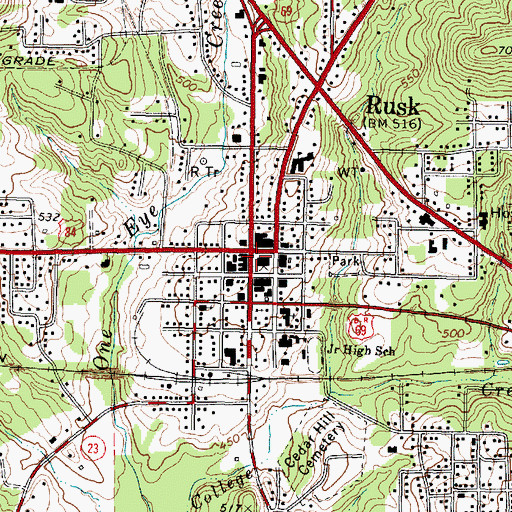 Topographic Map of Cherokee County Constable's Office Precinct 2, TX