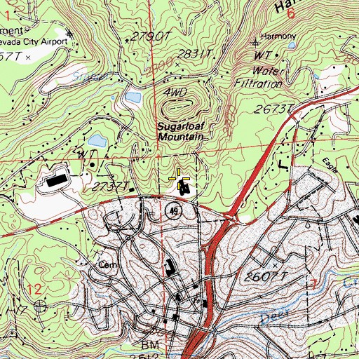 Topographic Map of Tahoe National Forest Supervisor Office, CA