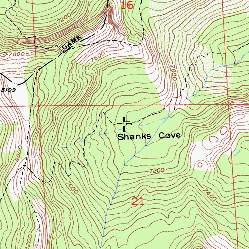 Topographic Map of Shanks Cove Trail, CA