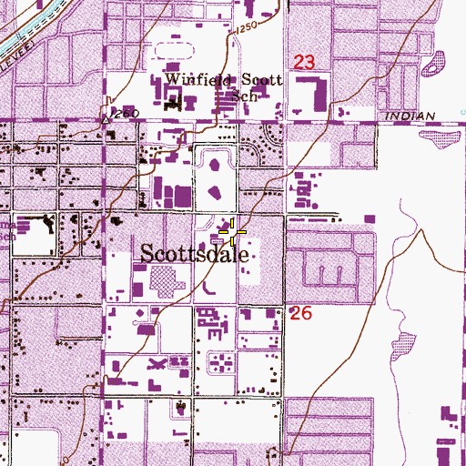 Topographic Map of Scottsdale Police Department District 2 Downtown, AZ
