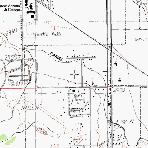 Topographic Map of Graham County Sheriff's Office Thatcher, AZ