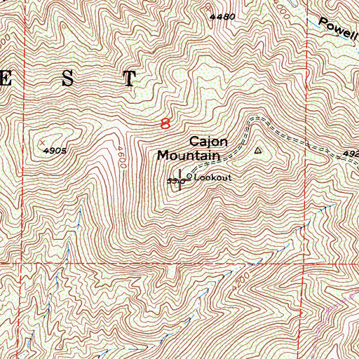 Topographic Map of Cajon Mountain Lookout, CA