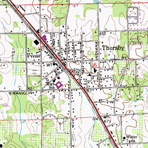 Topographic Map of Thorsby Police Department, AL