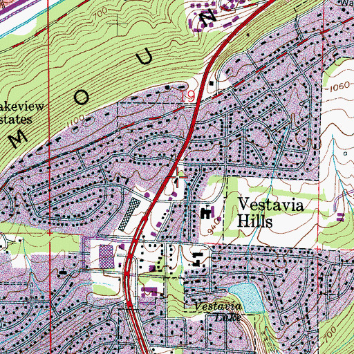 Topographic Map of Vestavia Hills Police Department, AL