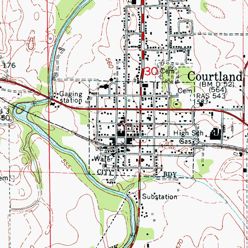 Topographic Map of Courtland Police Department, AL