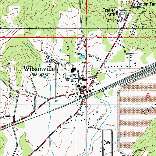 Topographic Map of Wilsonville Police Department, AL
